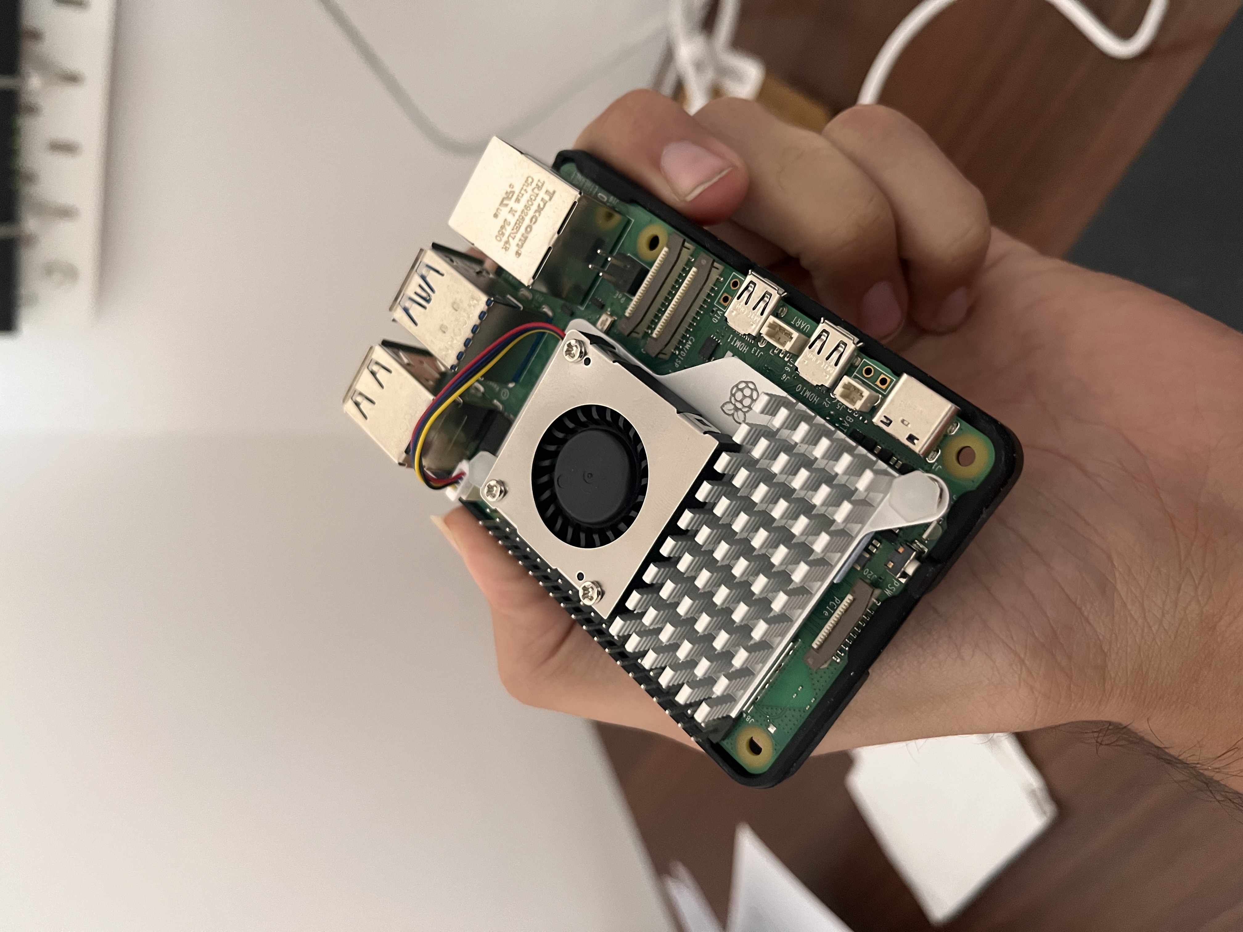 Raspberry Pi 5 with fan attached